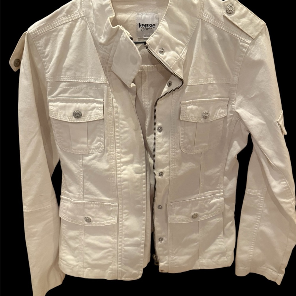 Kensie Women's White Jeans Jacket